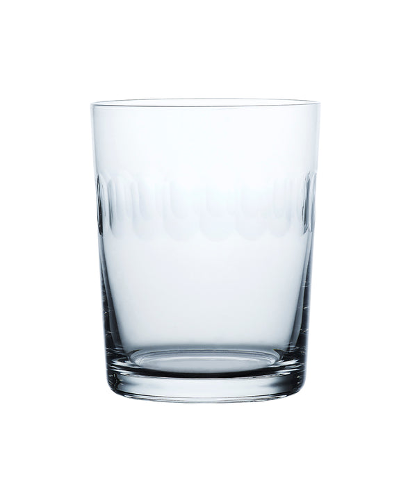 A Set of Four Crystal Large Tumblers with Lens Design