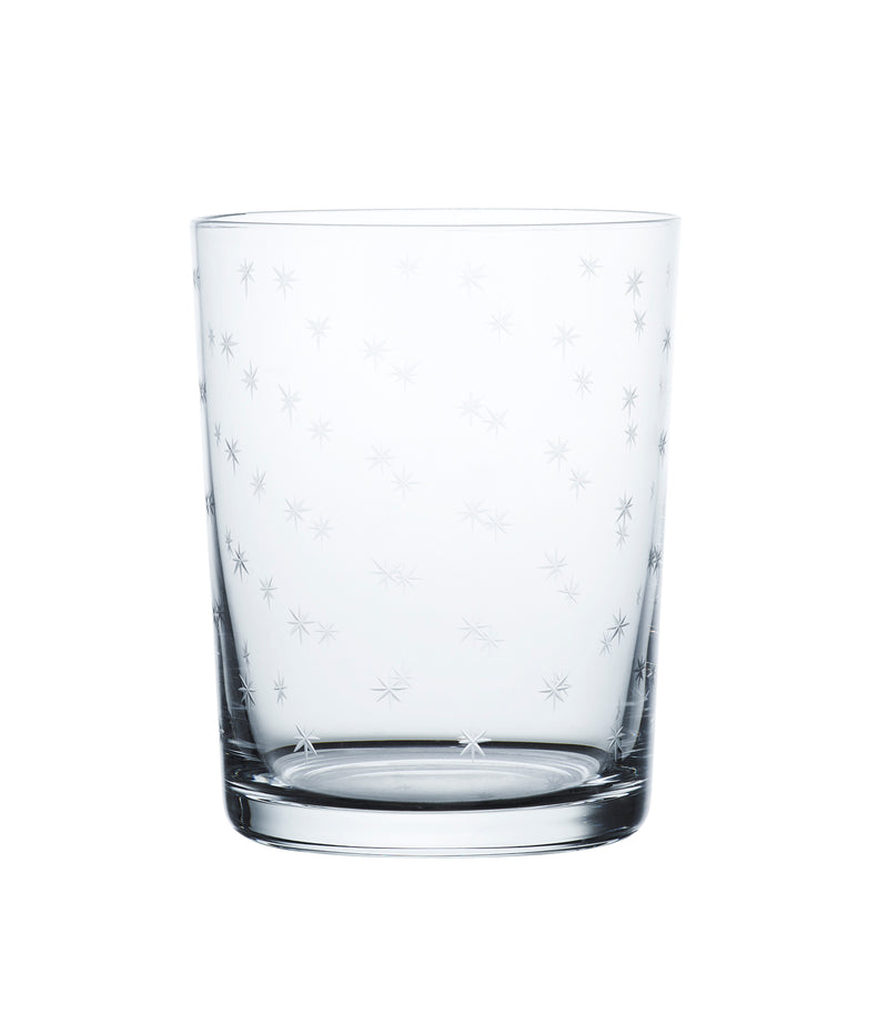 A Set of Four Crystal Large Tumblers with Stars Design