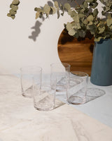 A Set of Four Crystal Large Tumblers with Stars Design